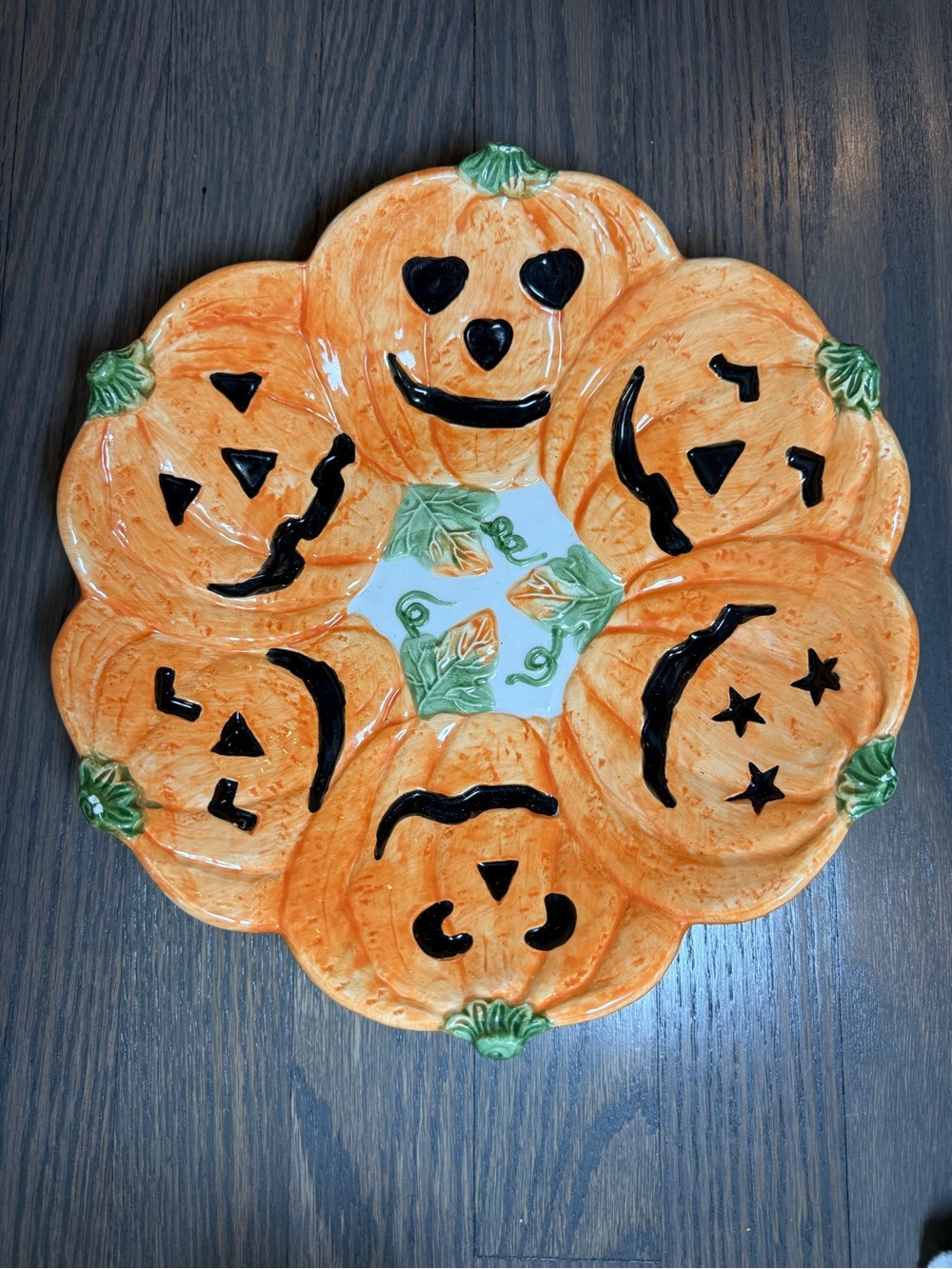 World Baazars Halloween Jack O Lantern Ceramic Candy Dish Pumpkins vintage